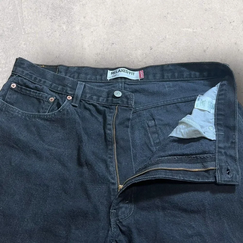 Vintage Levis Jeans Mens 38 Black 550 Baggy Denim Faded Streetwear Hipster 36x32